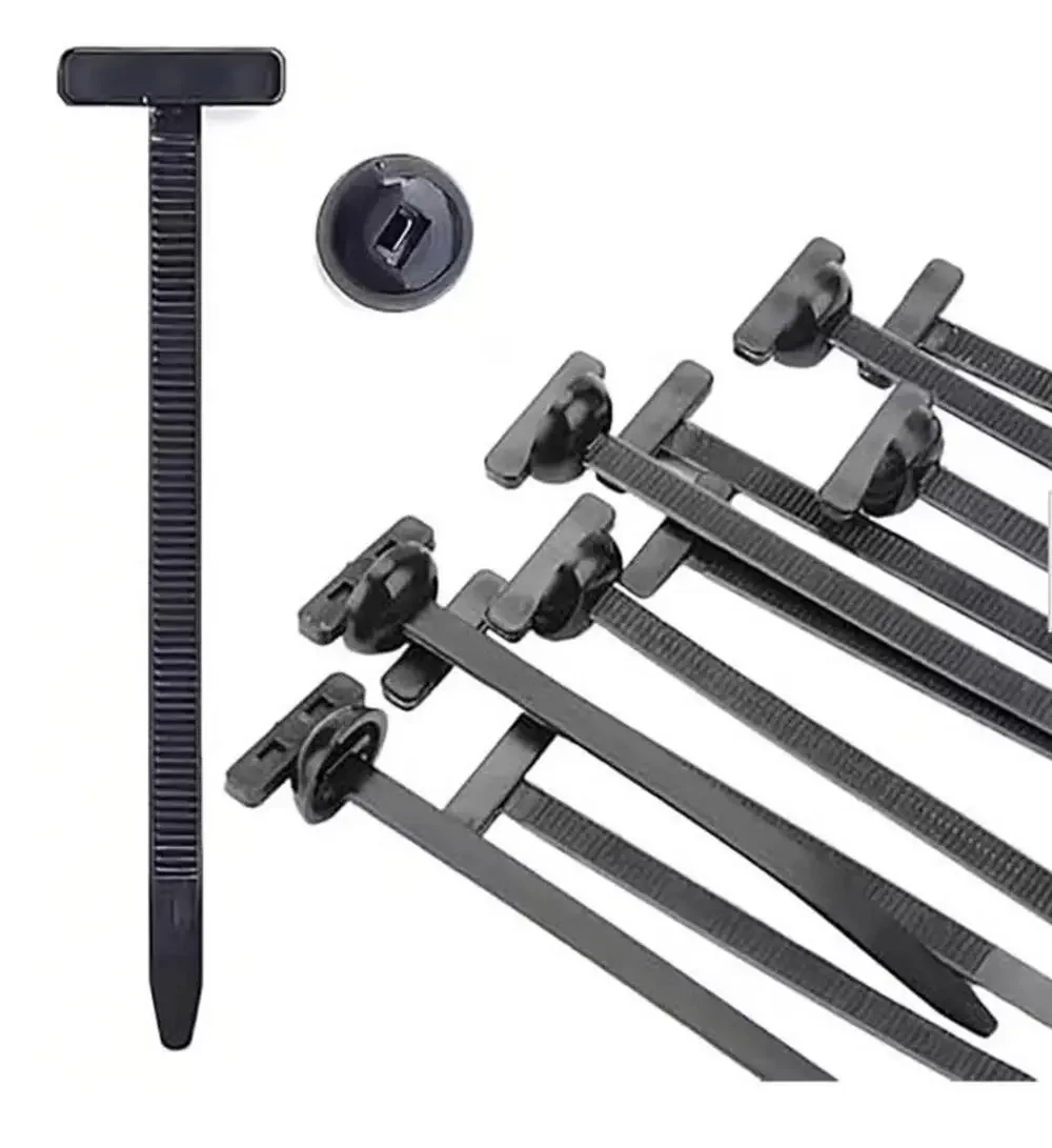 100 Pcs Nylon Universal Cable Tie Buckle for Car, T Style Automotive Zipper Clip
